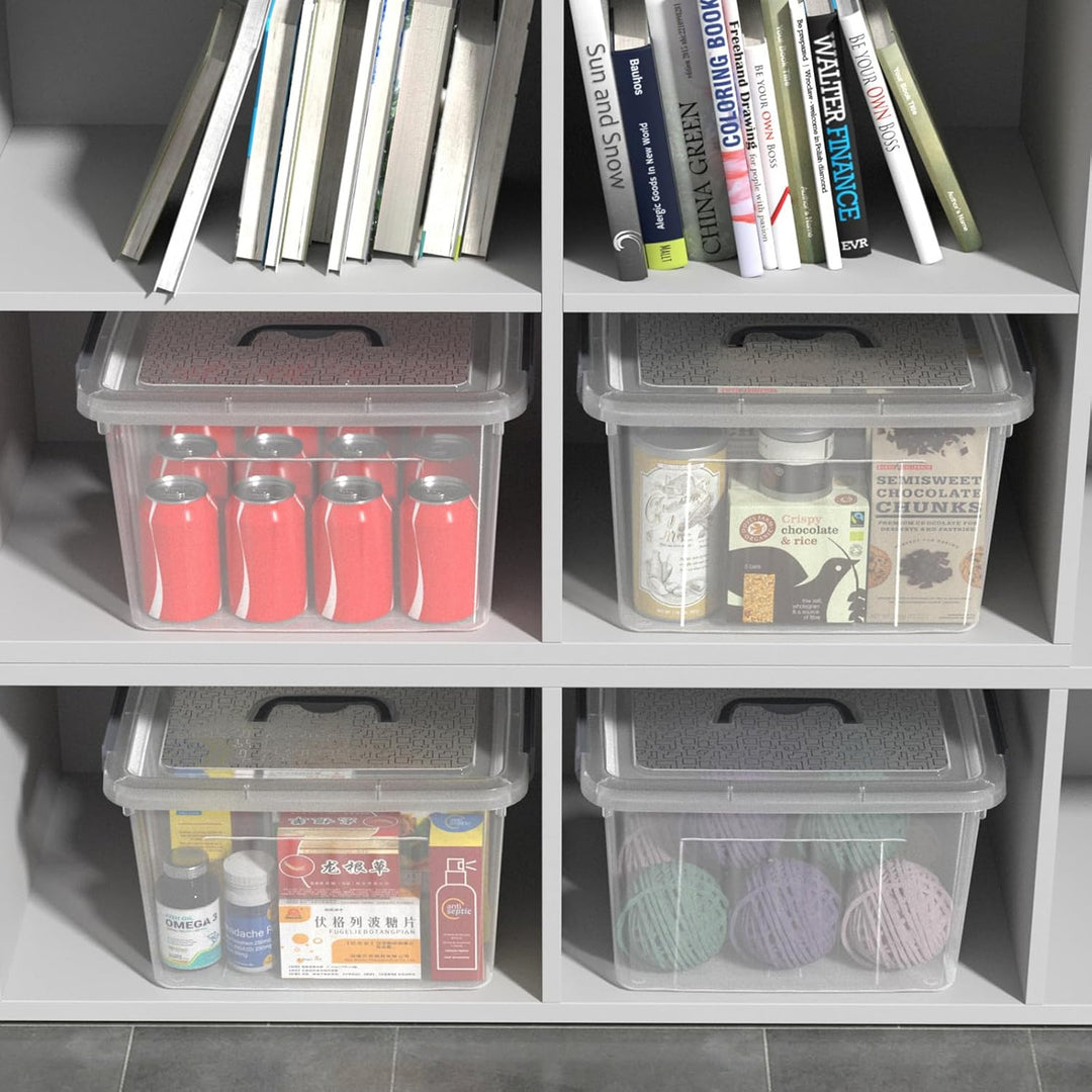 Neadas 6 Stück Durchsichtige Aufbewahrungsbox mit Verriegelung, 10 L Transparente Aufbewahrungsbox a