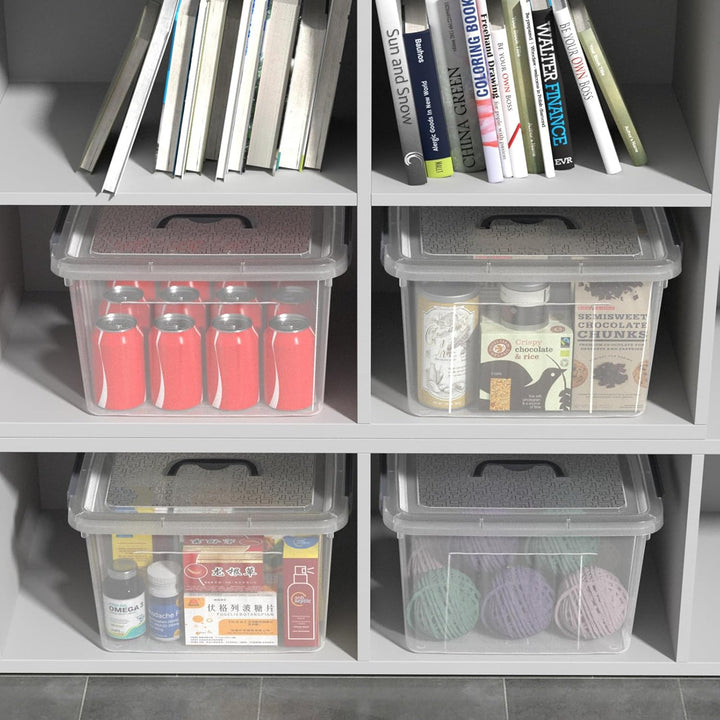 Neadas 6 Stück Durchsichtige Aufbewahrungsbox mit Verriegelung, 10 L Transparente Aufbewahrungsbox a