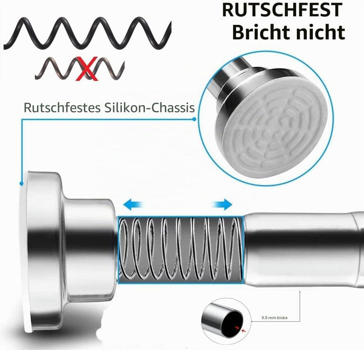 Teleskopstange Vorhangstange Duschvorhangstange ohne Bohren 115-200 CM, Edelstahl Shower Curtain Rod