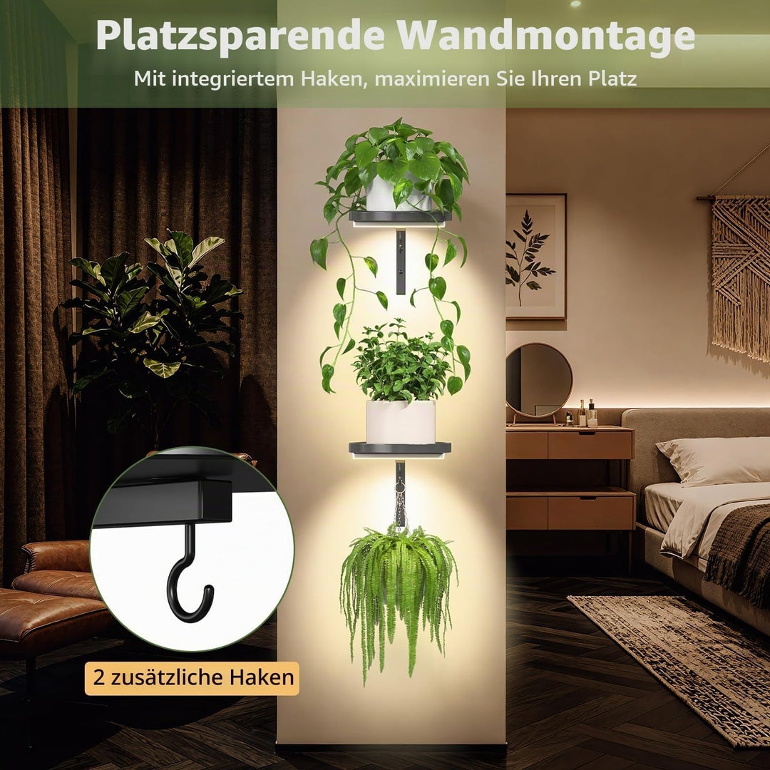 LASZOLA Blumenständer Wandmontage Pflanzenhalter Blumenregal mit Lights | 2 Stück Moderne Blumentopf