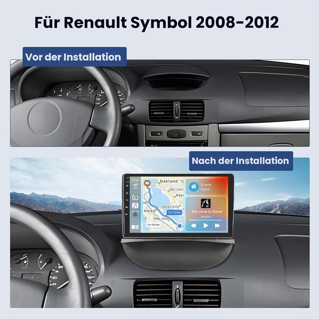 Hikity für Renault Symbol 2008-2012 Radio 2+64GB Android 15 Autoradio CarPlay Android Auto Wireless