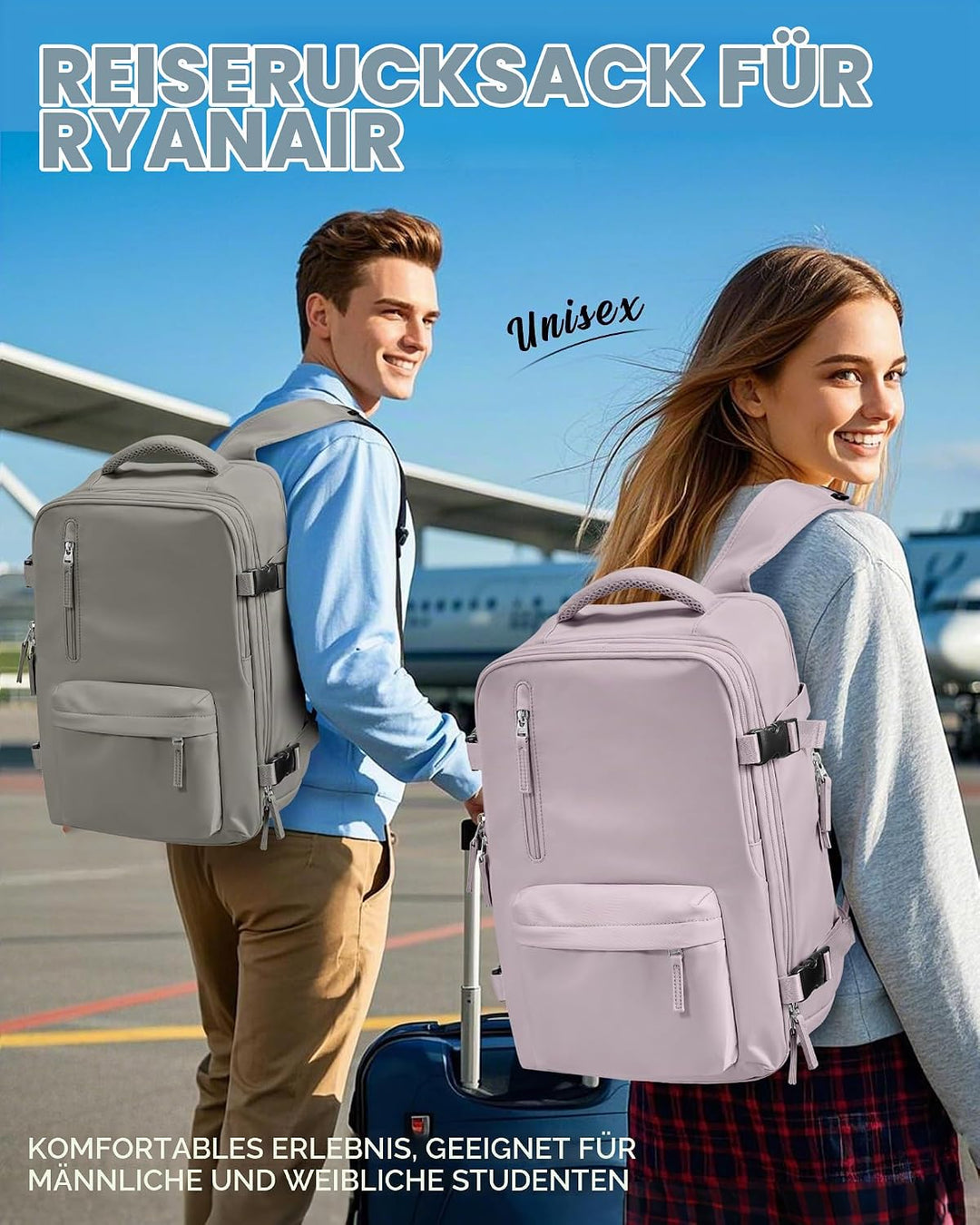 SZLX Vakuum Rucksack mit pumpe Ryanair Handgepäck 40x30x20 Damen Wizzair Handgepäck 40x30x20 Vakuum
