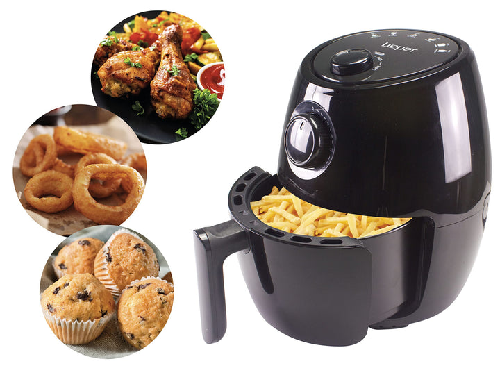 BEPER P101FRI001 Heissluftfritteuse, ölfrei, Timer und Temperatur einstellbar, abnehmbarer Behälter