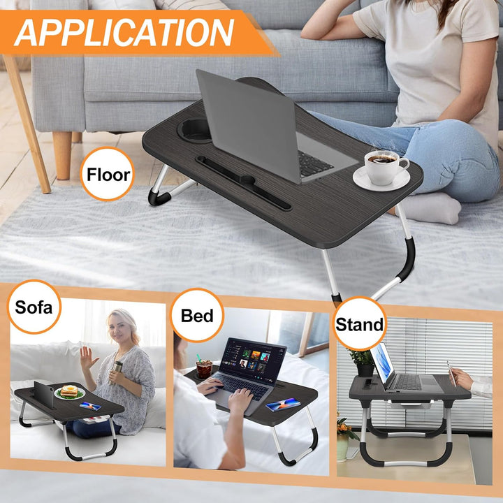 Klappbarer Laptop-Schreibtisch 60x40cm – Leichter, Multifunktionaler Bett Schreibtisch mit Kartensch