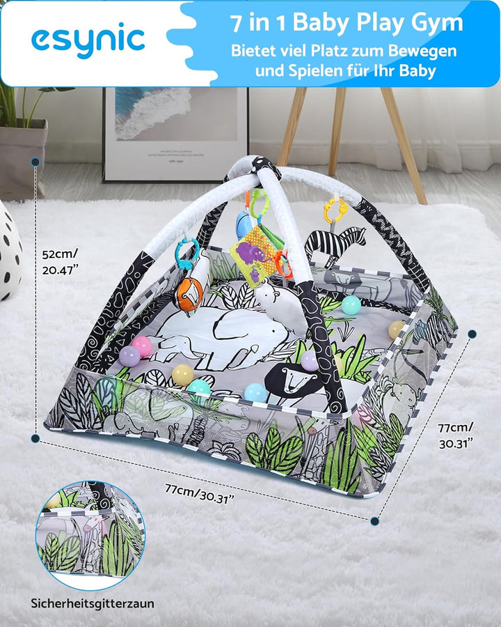eSynic Baby Gym Spielmatte Spielbogen 7 in 1 Kickin' Tunes Spieldecke Krabbeldecke mit 5 Abnehmbaren