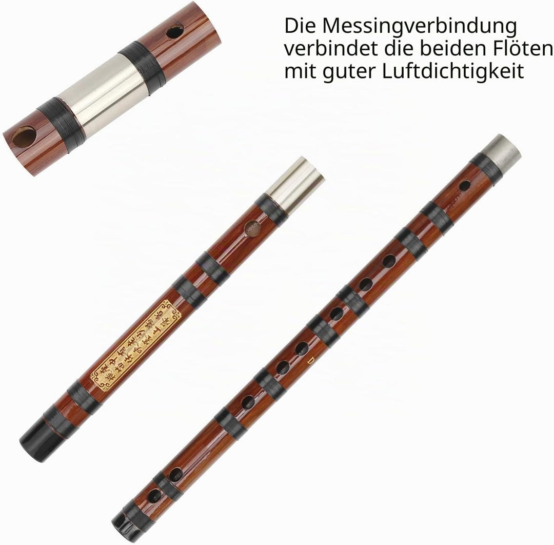 Eujgoov Flöte Bambusflöte, D-Key Dizi Bitter Bambusflöte Traditionelles Chinesisches Instrument mit