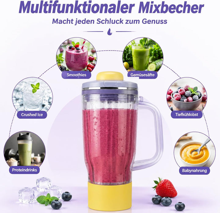 710 ml Reisebecher Ersatz für Ninja Blend Boss Becher, Lila | Mixbecher mit BPA-freier, Undicht, Bru