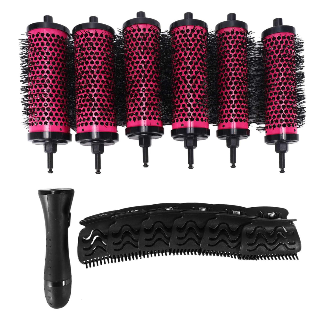 6 Teile/Satz 3 Grössen Abnehmbarer Locken Wickler Pinsel mit Positionierungs Klammern Aluminium Kera