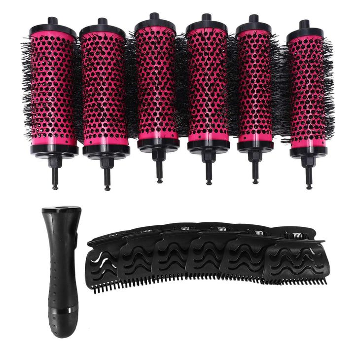 6 Teile/Satz 3 Grössen Abnehmbarer Locken Wickler Pinsel mit Positionierungs Klammern Aluminium Kera
