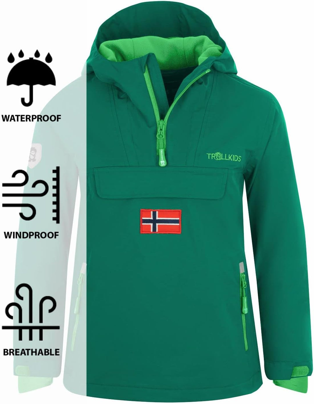Trollkids Kinder Kirkenes Anorak Regenjacke Hardshelljacke, 92
