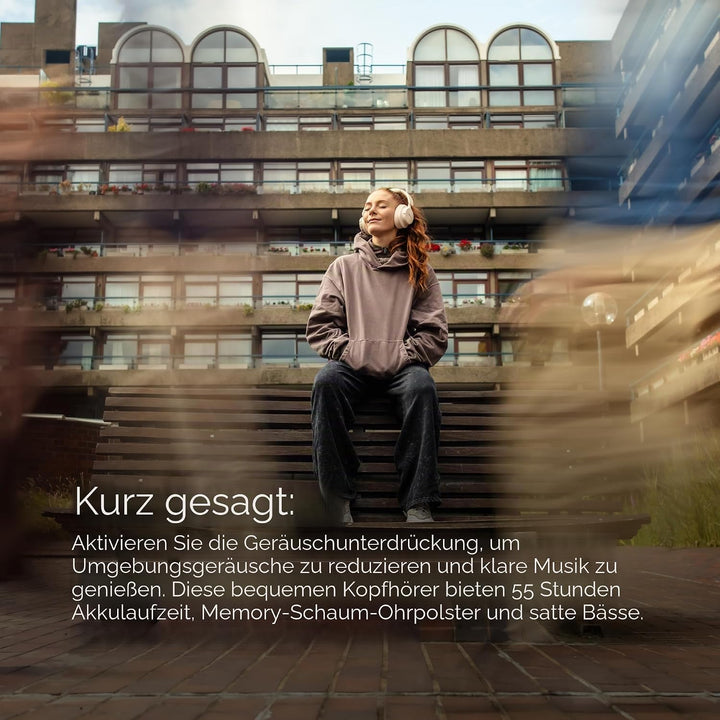 Boompods Headpods ANC+ Geräuschunterdrückende Kopfhörer - Over-Ear Bluetooth Kopfhörer mit Mikrof