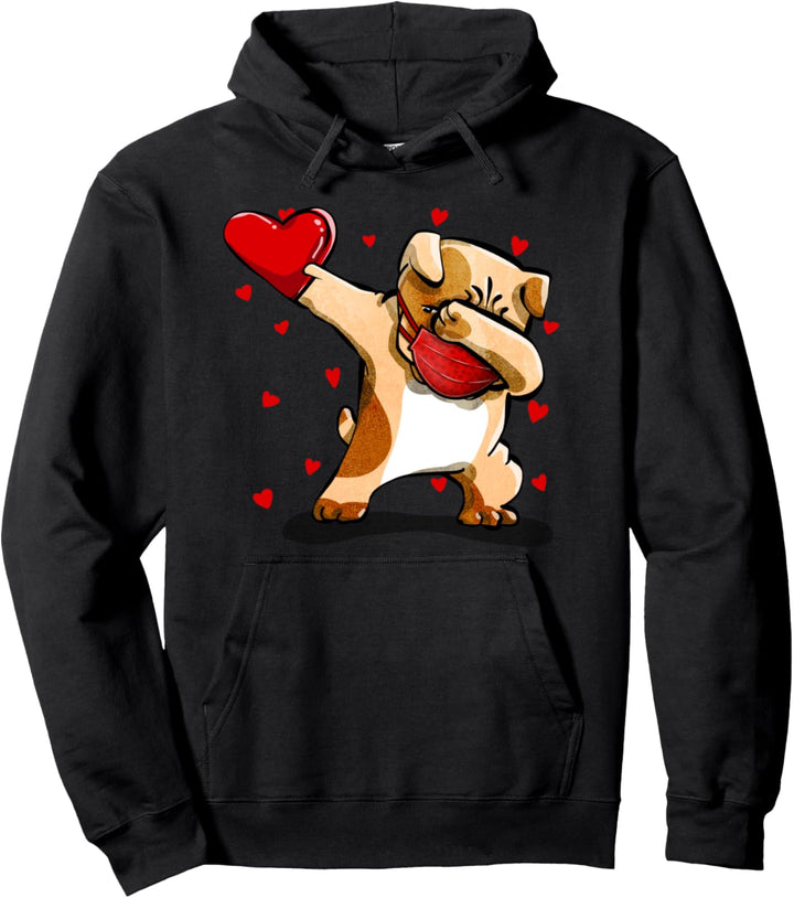 Dabbing Bulldog Wears Face Mask Valentins Kostüm Geschenke Pullover Hoodie