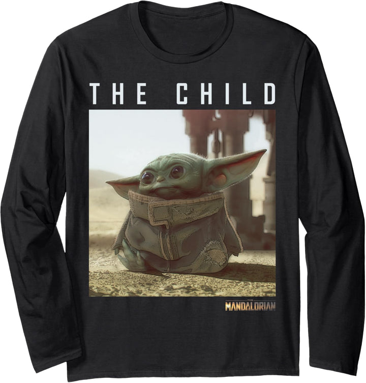 Star Wars The Mandalorian The Child Sitting Portrait Logo Langarmshirt