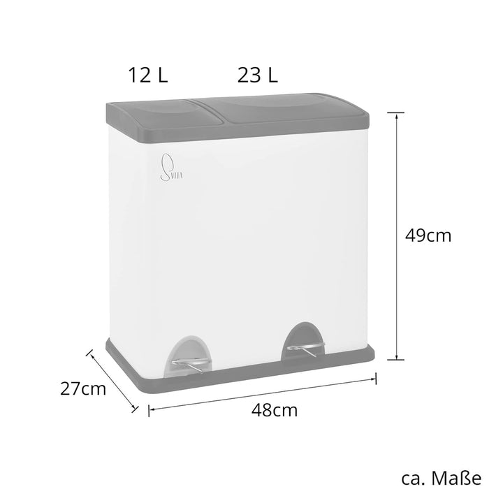 SVITA TC2Combo35 Mülleimer 35Liter Stahl (Weiss), Weiss