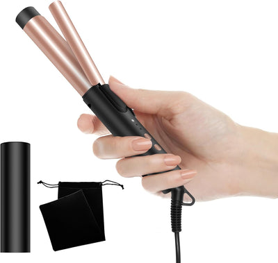 Mini Lockenstab FüR Kurze Haare Mit Einstellbarer Temperatur,Ideal FüR Unterwegs Dark Rose, Dark Ros