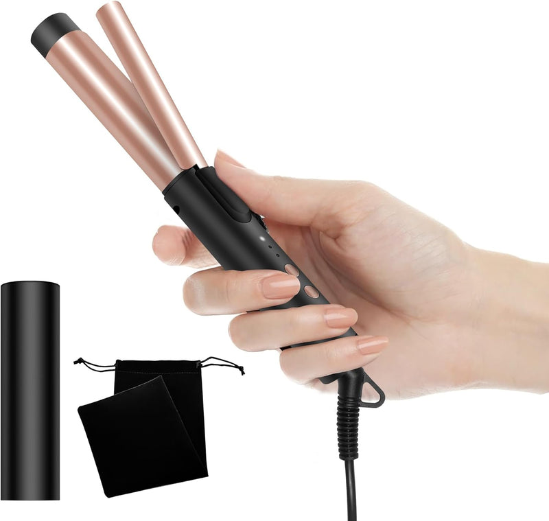 Mini Lockenstab FüR Kurze Haare Mit Einstellbarer Temperatur,Ideal FüR Unterwegs Dark Rose, Dark Ros