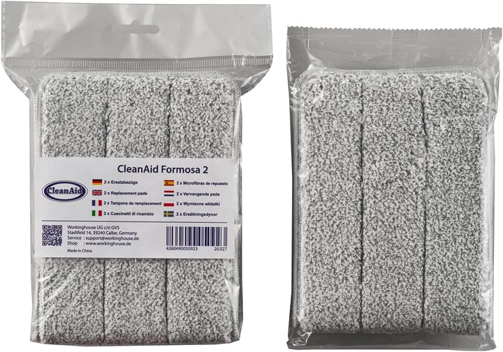 CleanAid Formosa 2 Bodenwischer 10 Ersatzbezüge - Wischmopp Set mit Eimer, Flachwischer, Extra Lange