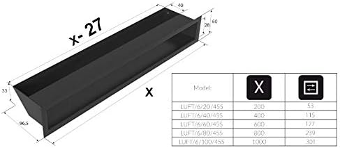 Kratki Lüftungsgitter 45S | 60x800x96,5 mm | weiss