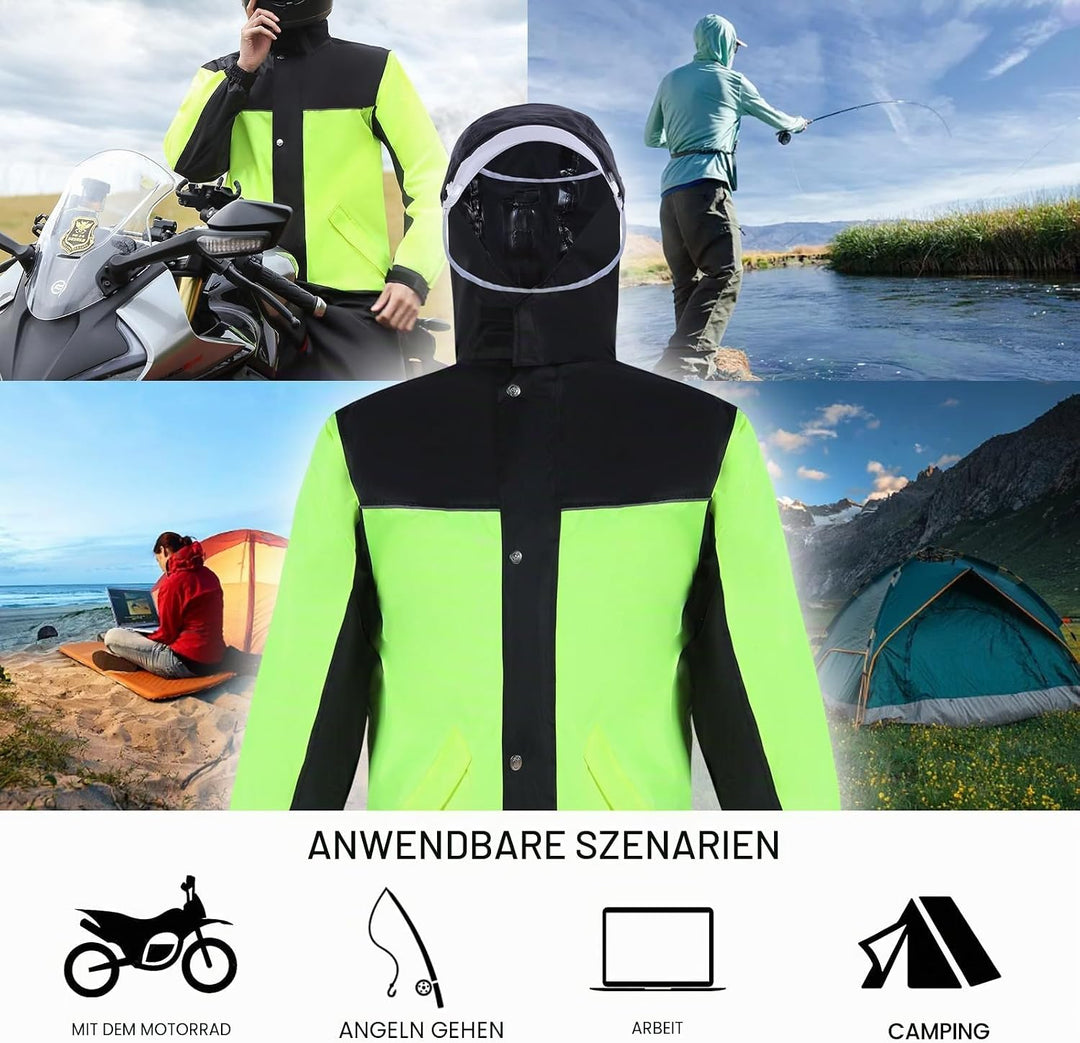 Wasserdichte Regenanzüge für Herren Outdoor Arbeit Regenjacke und Hose Unisex Regenausrüstung mit Ka