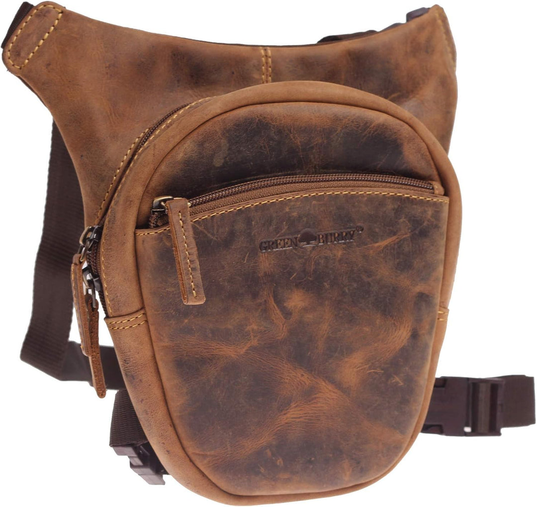 Greenburry Vintage Umhängetasche Baun 26x24x8cm Legbag Beintasche, Baun