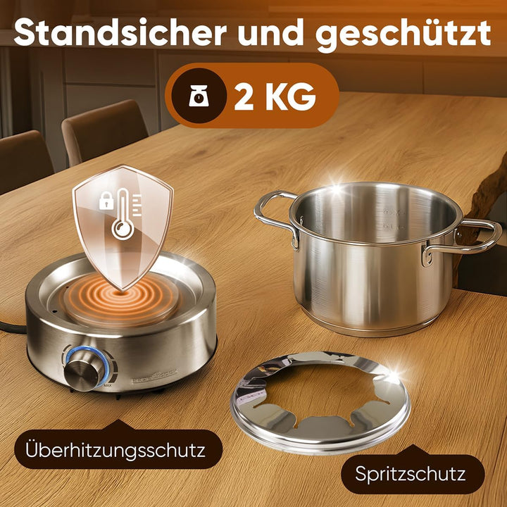 ProfiCook® Fondue elektrisch | für Öl-Fondue, Schokofondue und Käsefondue | inkl. 8 Fonduegabeln | 1