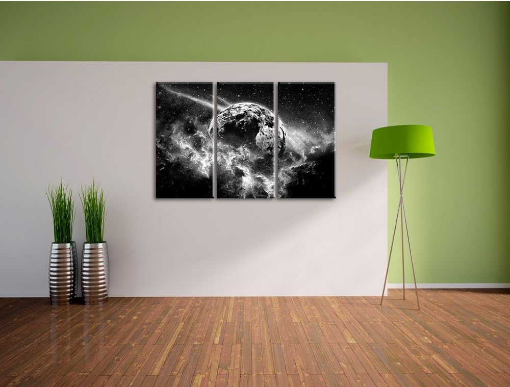 Pixxprint Planet Erde als Leinwandbild/Grösse: 3 Teilig (120x80) cm/Wandbild/Kunstdruck/fertig bespa