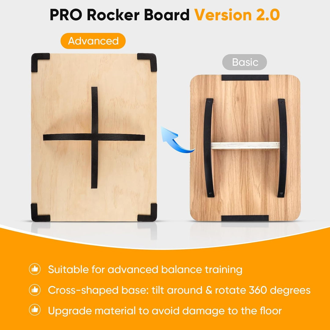 Balance Board aus Holz, 360° Balancebrett, 150kg belastbar, Stabil und Stark Professional Wobble Boa