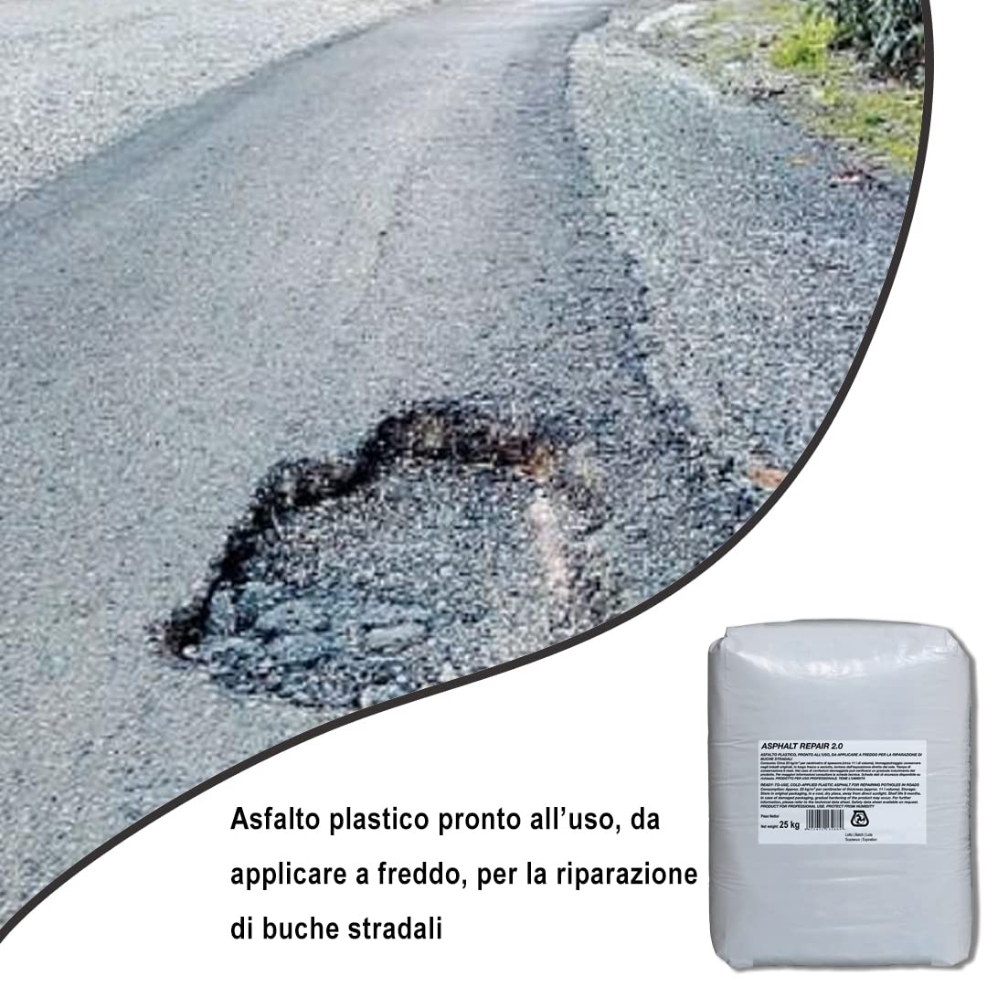 Kalter Asphalt für die Strasse, 25 kg. MASTERBRICO | Kaltasphalt für Schlaglöcher und Strassenrepara