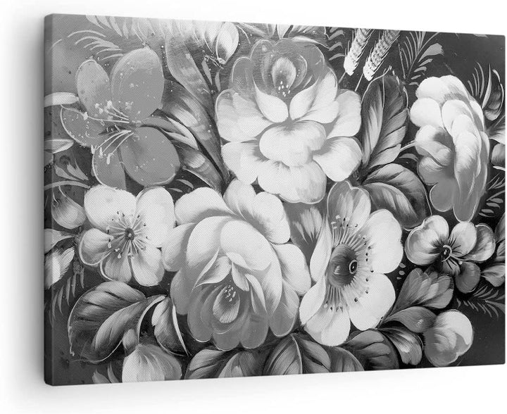 Bilder auf Leinwand Blume Blumenstrauss Blatt Leinwandbild 70x50cm Wandbilder Dekoration Wohnzimmer