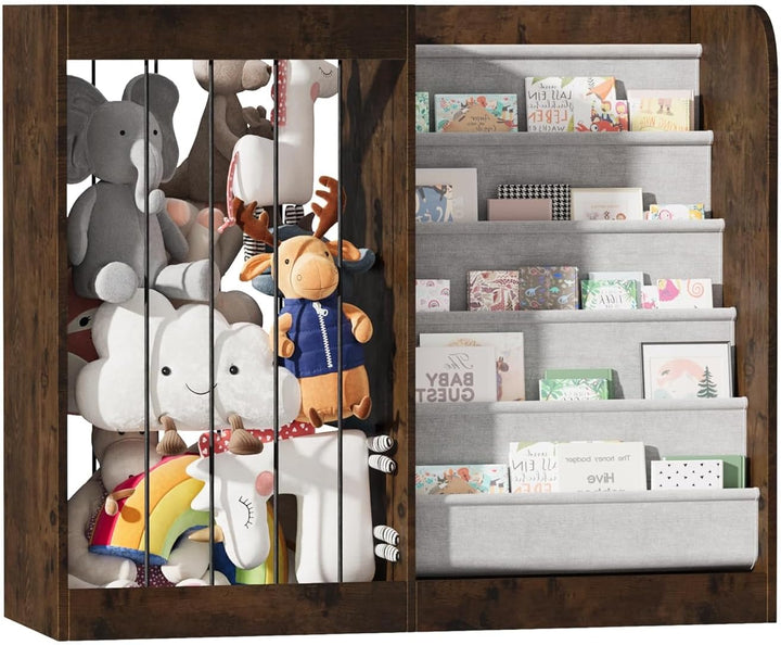 NACHES Kinder Organizer für Kinderzimmer Spielzimmer (Braun, 90x34x80cm) | Spielzeugregal Kuscheltie