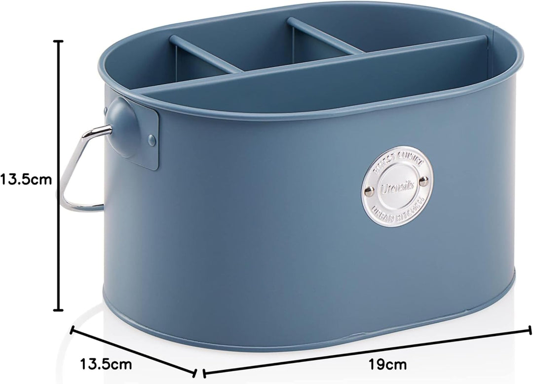 com-four® Besteckhalter aus Metall - Stiftehalter mit herausnehmbarer Trennwand - Metallkorb mit Tra
