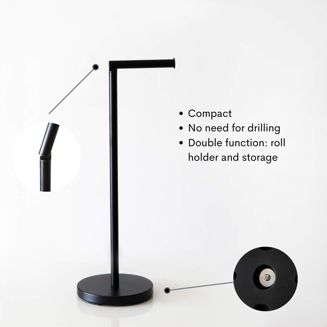 Toilettenpapierhalter stehend - Metall schwarz lackiert - Durchmesser: 18 cm V, Höhe: 56 cm - Toilet