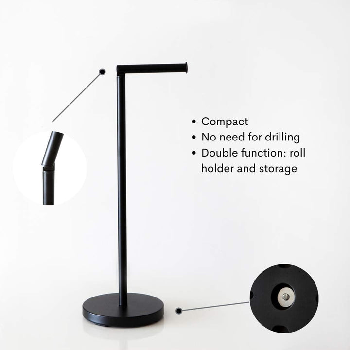 Toilettenpapierhalter stehend - Metall schwarz lackiert - Durchmesser: 18 cm V, Höhe: 56 cm - Toilet