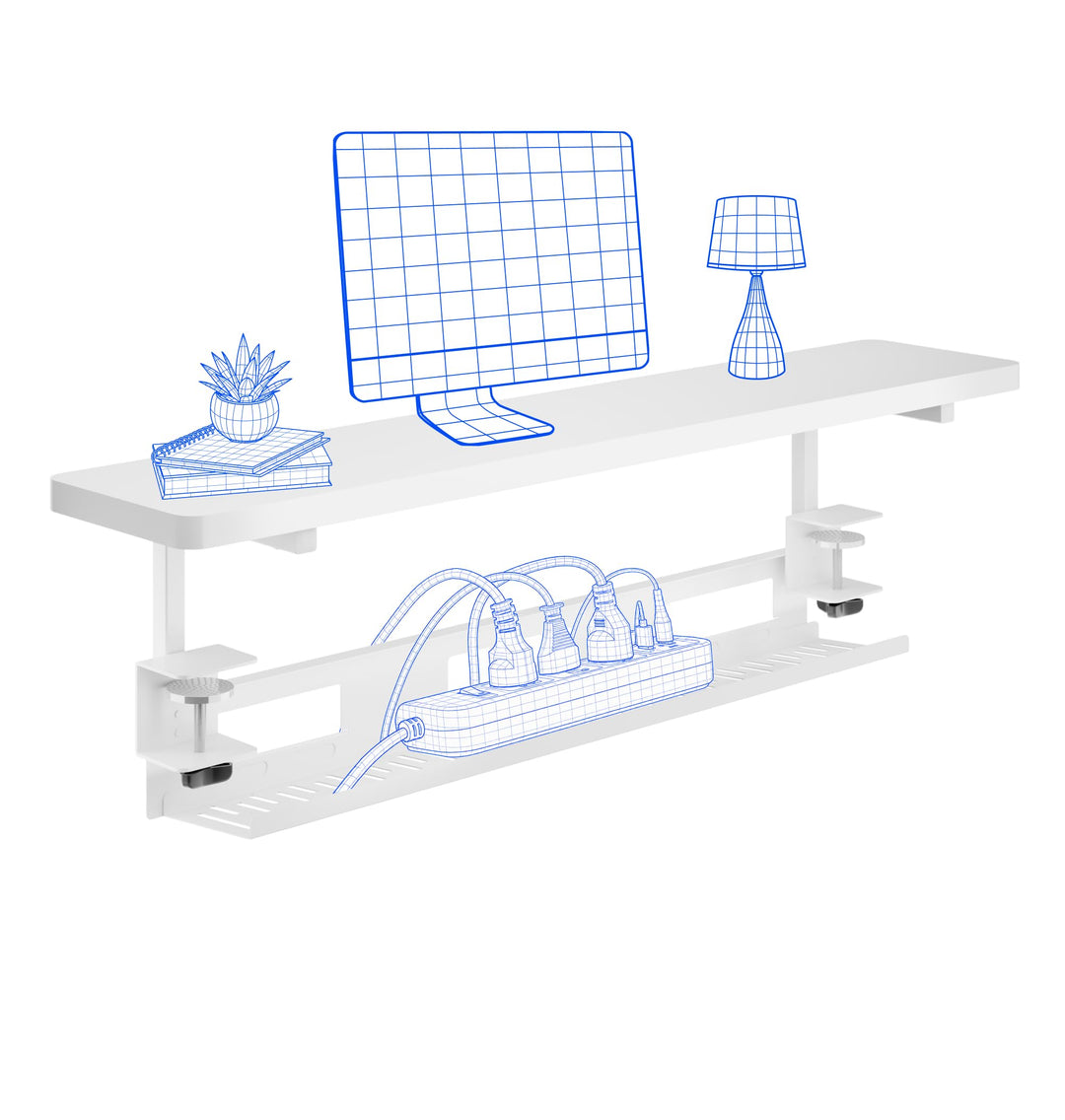 FlexiSpot Monitorerhöhung mit Kabelmanagement, Schreibtisch Aufsatz, klemmbare Schreibtischablage, S