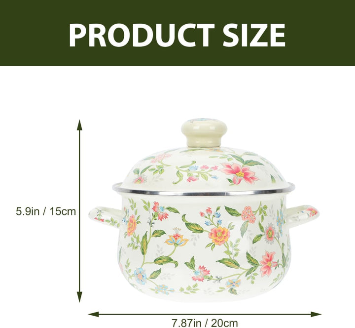 Enamel Suppentopf Retro Kochtopf 1 Stück für Induktion und Gas Praktisch Stew Pot Mit Komfortablem G