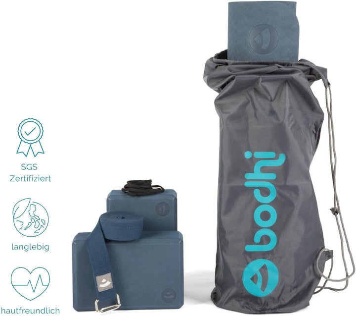 Bodhi Yoga Starter-Set Komplett | Set bestehend aus: 1 Yogamatte aus TPE, 2 Yoga-Bricks aus Eva (Moo