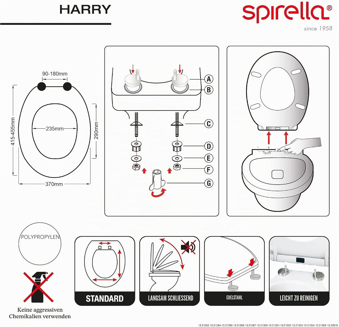 spirella Toilettendeckel oval Klodeckel mit Quick-Release-Funktion und Softclose Absenkautomatik. An