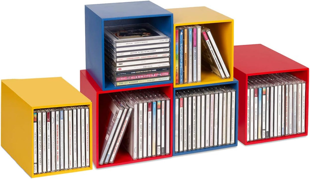 cubix CD-Boxen color, CD-Aufbewahrungs Boxen aus Holz. Set mit 3 CD-Boxen. Zur Aufbewahrung von bis