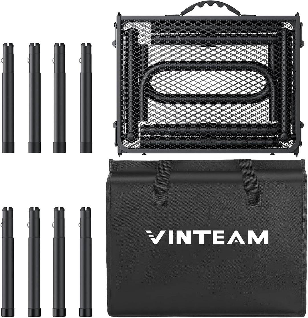 VINTEAM Campingtisch Klappbar 87x40cm - 3 Falten 3-Fach Höhenverstellbar, Aluminium Metallgitter Bei