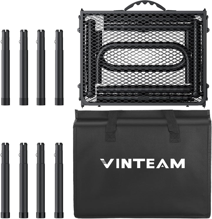 VINTEAM Campingtisch Klappbar 87x40cm - 3 Falten 3-Fach Höhenverstellbar, Aluminium Metallgitter Bei