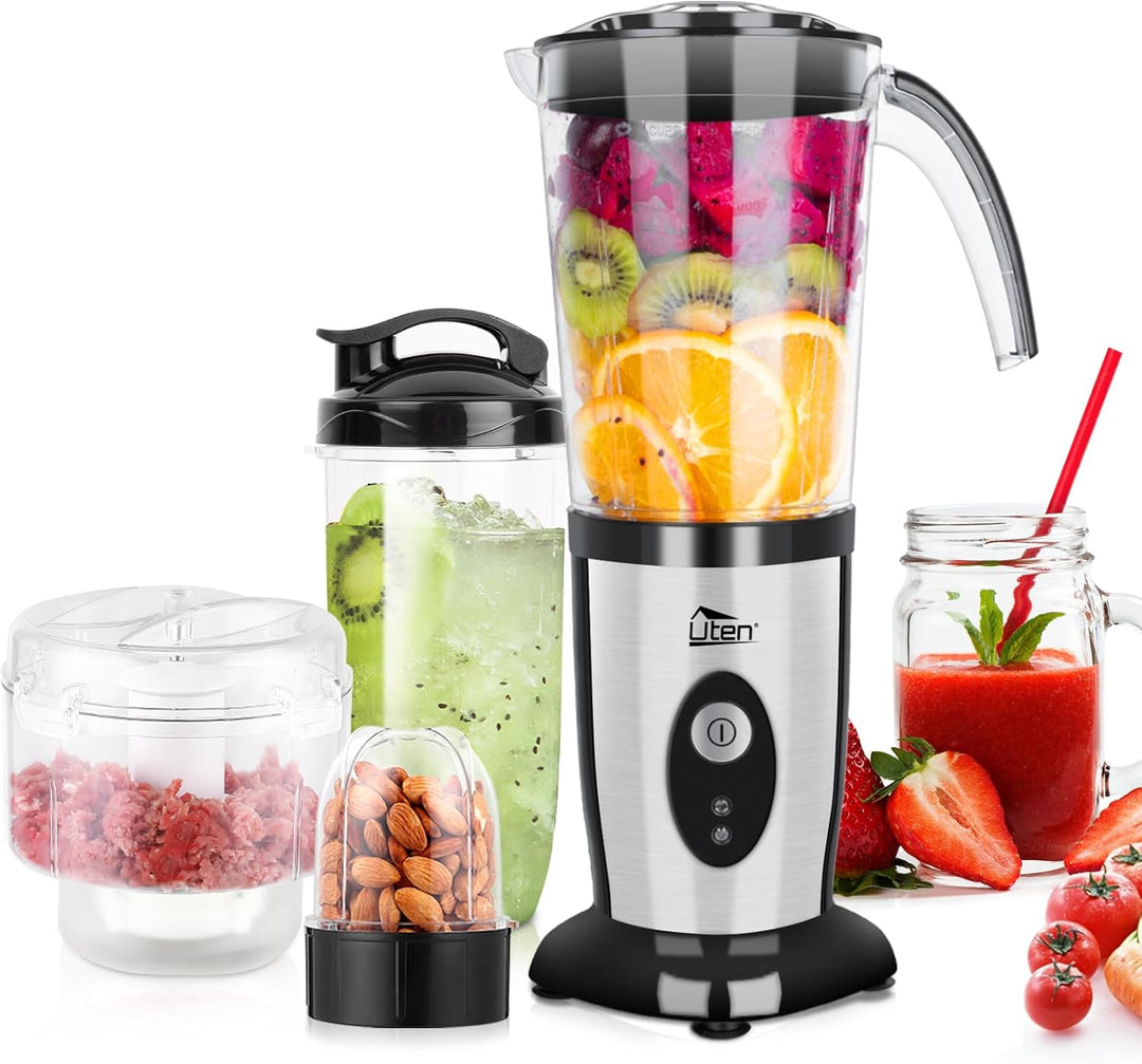 Smoothie Maker Uten Standmixer Edelstahl Mixer 5 in 1 Multifunktion Blender, Entsafter, Fleisch Zerk