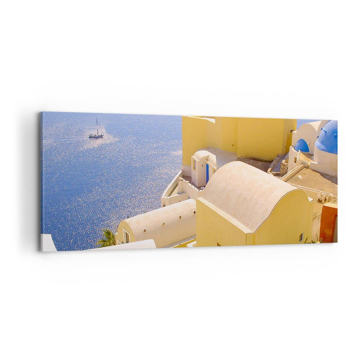 ARTTOR Bilder auf Leinwand 100x40cm Leinwandbild Haus wohnung gebäude griechenland Gross Wanddeko Bi