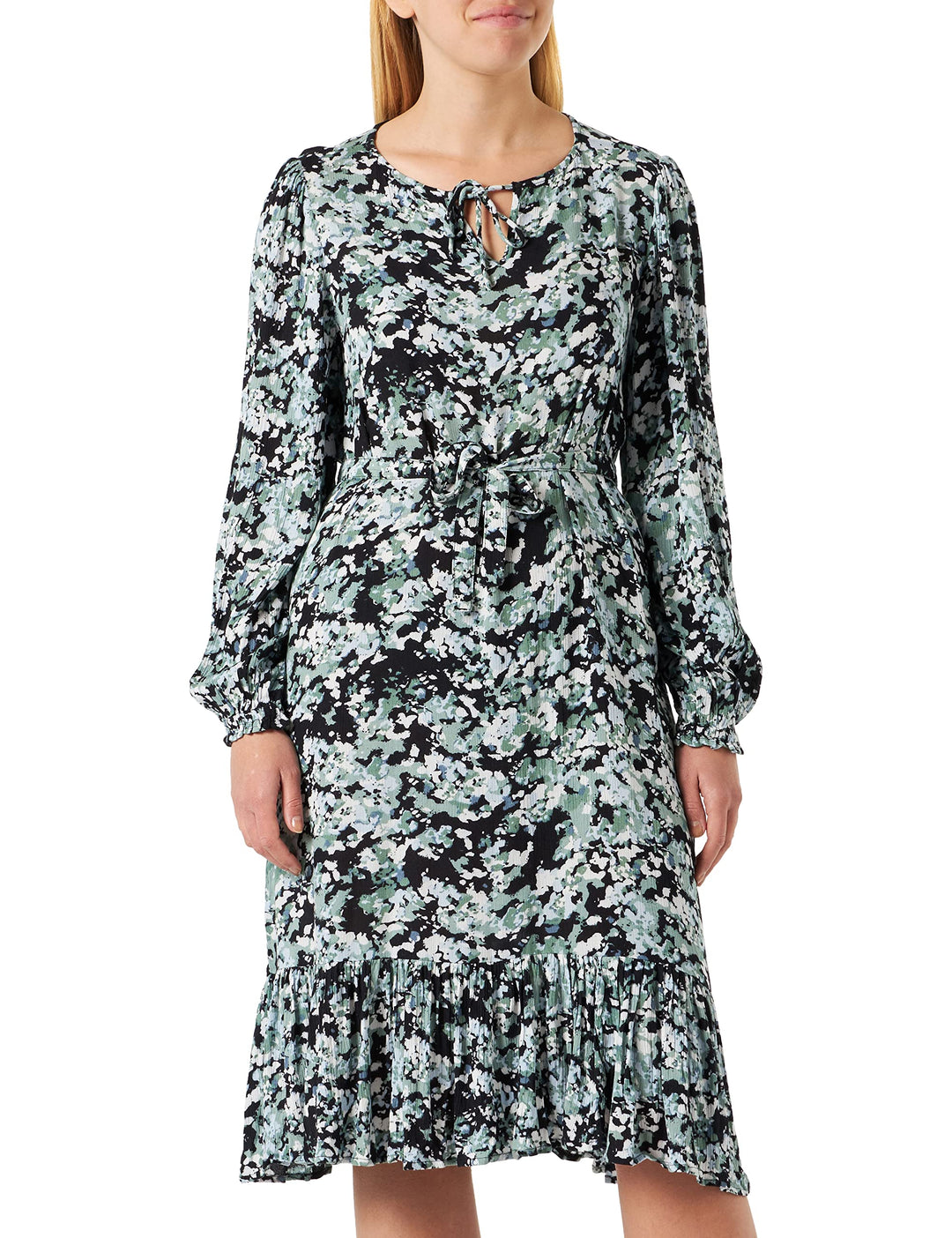 Noppies Damen Dress Overlea Long Sleeve Allover Print Kleid 34 Black - P090, 34 Black - P090