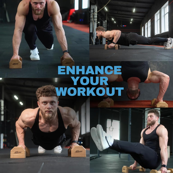 Liegestützgriffe Holz Handstand Griffe - Rutschfeste Parallettes Calisthenics Griffe Liegestütze - P