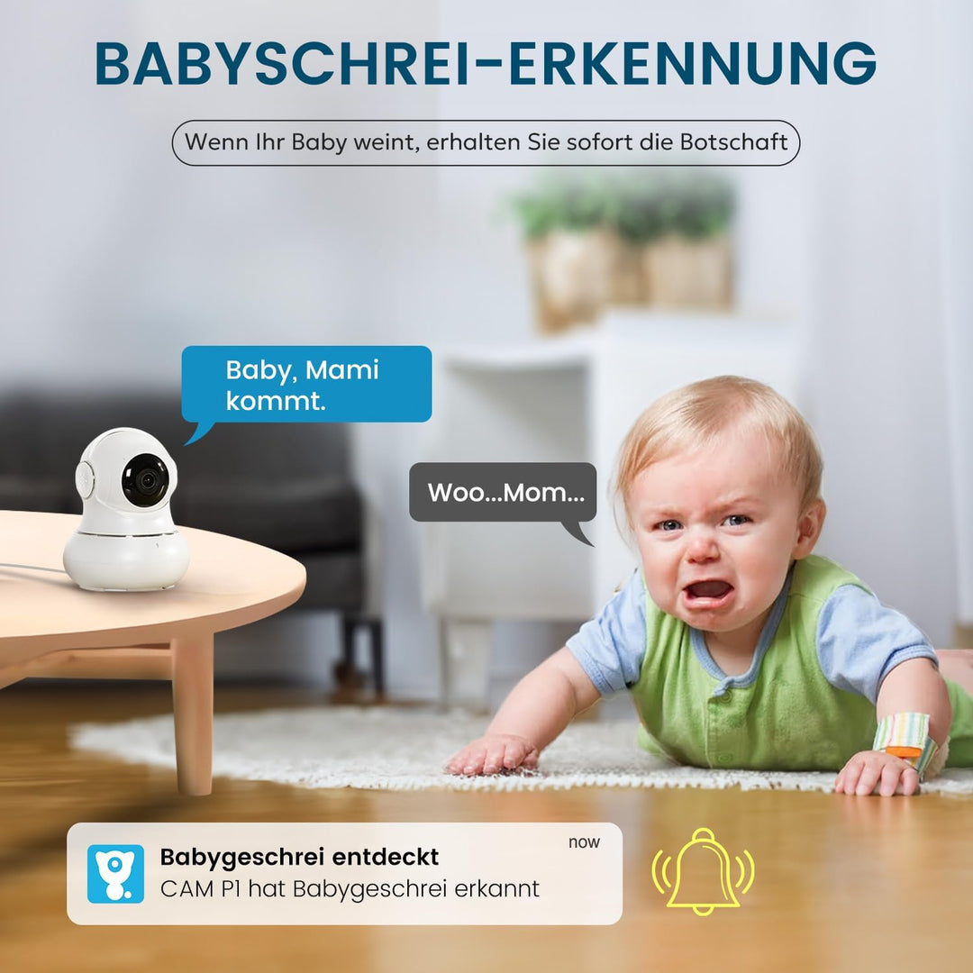 little elf Überwachungskamera Innen, [2022 Neu] Babyphone mit Kamera mit Zwei-Wege-Audio, Bewegungse
