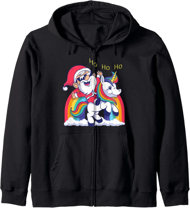 XMAS Frohe Weihnachten & Happy Christmas Einhorn Ho Ho Ho Kapuzenjacke