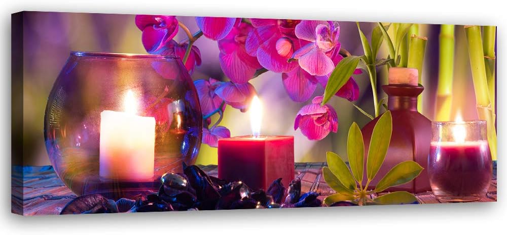 Leinwandbild XXL Zen Wandbild Kunst Spa Violett 150x50 cm Leinwandbild 150x50 cm Violett_c, Leinwand