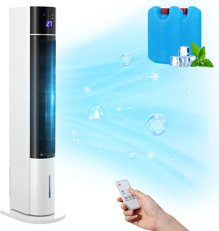 LIFERUN 104CM Turmventilator mit Fernbedienung und Wasserkühlung, 4 in 1 mit Kühlung Befeuchtung Rei