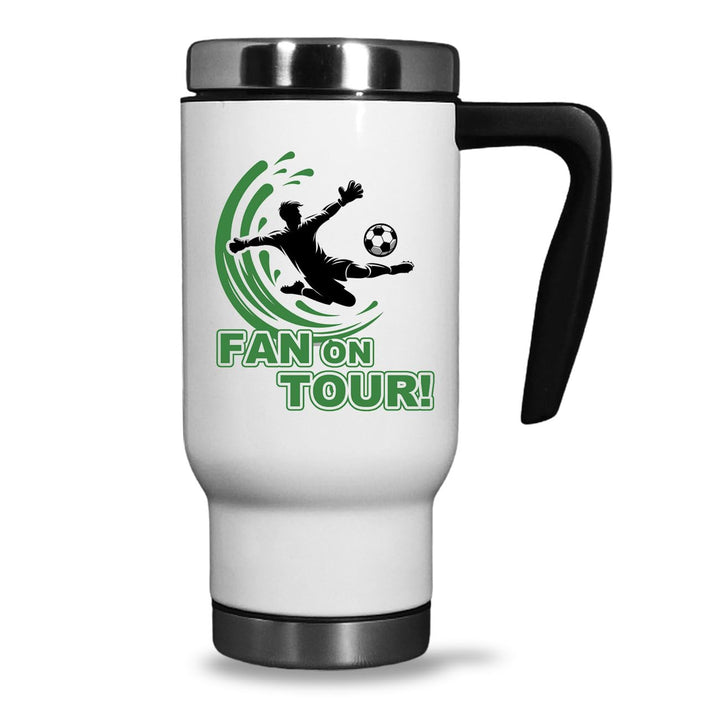 Isolierter Fussball-Thermobecher 470ml 'FAN on TOUR' - Ideal für Auswärtsfahrt und Sportevents, Gesc