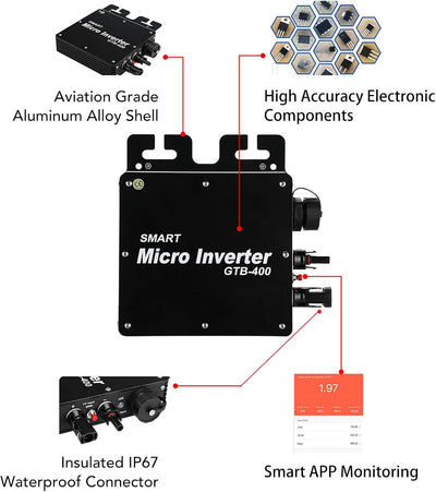 Micro Inverter Solar Grid Tie Inverter 400W 20A WIFI Control Micro Wechselrichter Solar Inverter Con